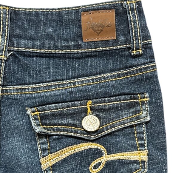 JUSTICE PREMIUM GIRLS Size 10R Short Bermuda Dark Blue JEAN SHORTS - Picture 2 of 6